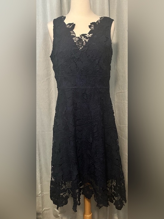 Kimilily Dresses & Skirts - Sleeveless navy Blue  Lace A-Line Dress